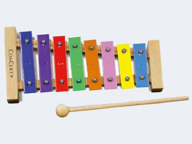 Bild von Concerto Xylophon 8 Töne 25cm Metallplatten bunt - 701308