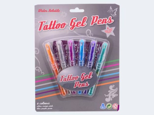 Bild von 6 Tattoo Gelstifte mit Schablonen - 29520