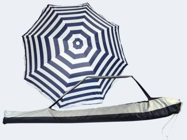 Bild von Sonnenschirm 200cm Gelenk 2 Stangen blau/weiss - 416234