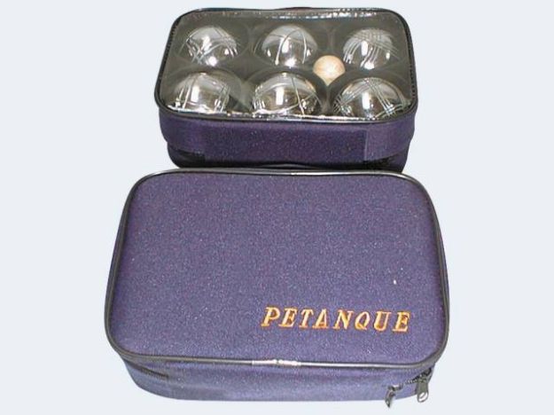 Bild von Bouleset mit 6 Kugeln in der Tasche und Zielkugel - 410224