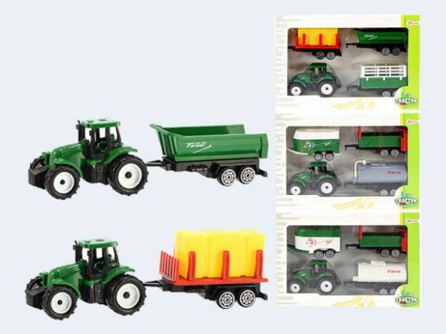 Bild von Traktor mit 3 Anhänger - Pro Bestellung wird eine von mehreren Varianten per Zufallsprinzip zugesendet! - 28451