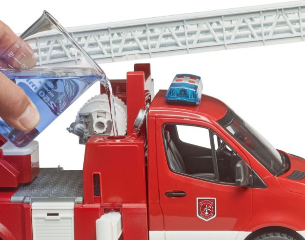 Bild von Bruder 02673 MB Sprinter Feuerwehr mit Drehleiter, Pumpe und Light + Sound Modul