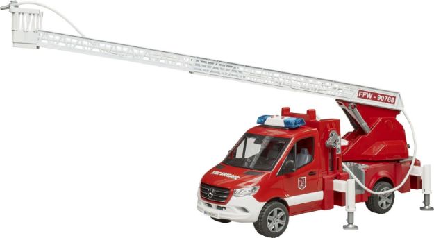Bild von Bruder 02673 MB Sprinter Feuerwehr mit Drehleiter, Pumpe und Light + Sound Modul