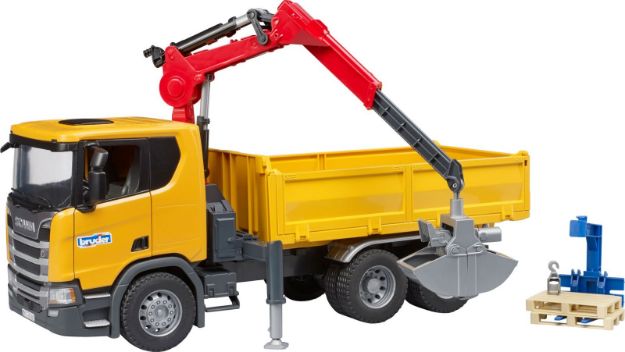 Bild von bruder 03551 Scania Super 560R Baustellen- LKW Kran und 2 Paletten