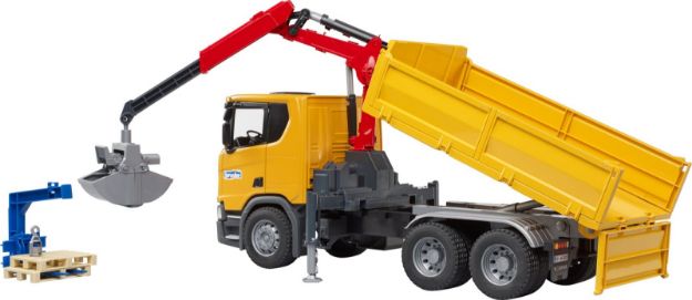 Bild von bruder 03551 Scania Super 560R Baustellen- LKW Kran und 2 Paletten