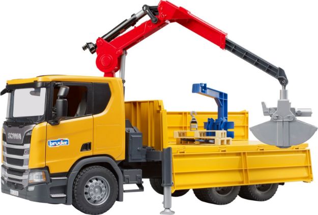Bild von bruder 03551 Scania Super 560R Baustellen- LKW Kran und 2 Paletten