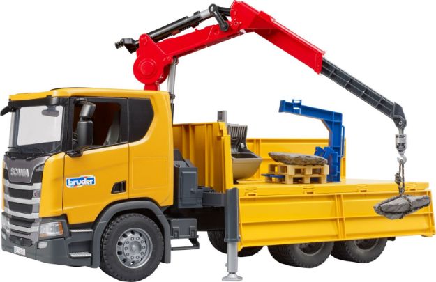 Bild von bruder 03551 Scania Super 560R Baustellen- LKW Kran und 2 Paletten