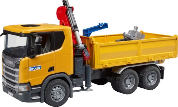 Bild von bruder 03551 Scania Super 560R Baustellen- LKW Kran und 2 Paletten