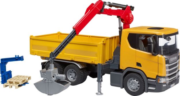 Bild von bruder 03551 Scania Super 560R Baustellen- LKW Kran und 2 Paletten