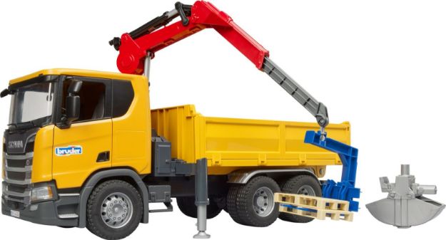 Bild von bruder 03551 Scania Super 560R Baustellen- LKW Kran und 2 Paletten