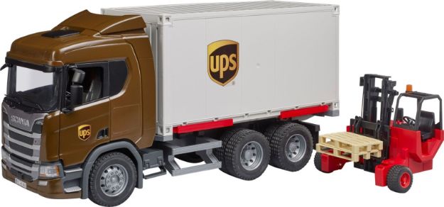 Bild von bruder 03582 Scania Super 560R UPS Logistik-LKW mit Mitnahmestapler