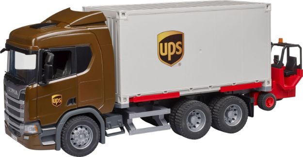 Bild von bruder 03582 Scania Super 560R UPS Logistik-LKW mit Mitnahmestapler