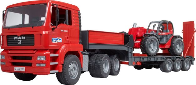 Bild von Bruder 02774 MAN TGA LKW mit Tieflader und Manitou Teleskoplader