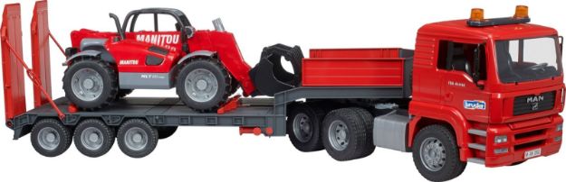Bild von Bruder 02774 MAN TGA LKW mit Tieflader und Manitou Teleskoplader