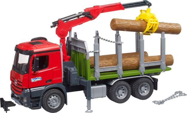 Bild von Bruder 03669 MB Arocs Holztransport-LKW mit Ladekran, Greifer + Baumstämme