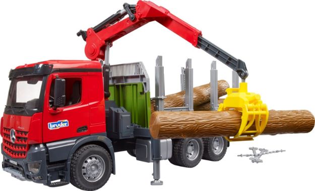 Bild von Bruder 03669 MB Arocs Holztransport-LKW mit Ladekran, Greifer + Baumstämme