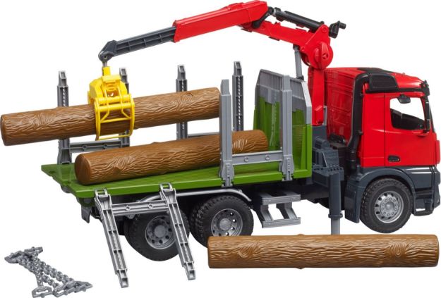 Bild von Bruder 03669 MB Arocs Holztransport-LKW mit Ladekran, Greifer + Baumstämme