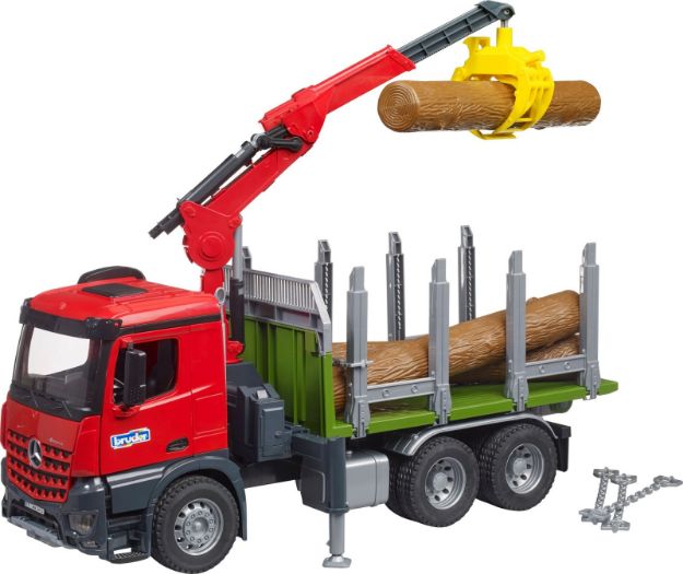 Bild von Bruder 03669 MB Arocs Holztransport-LKW mit Ladekran, Greifer + Baumstämme