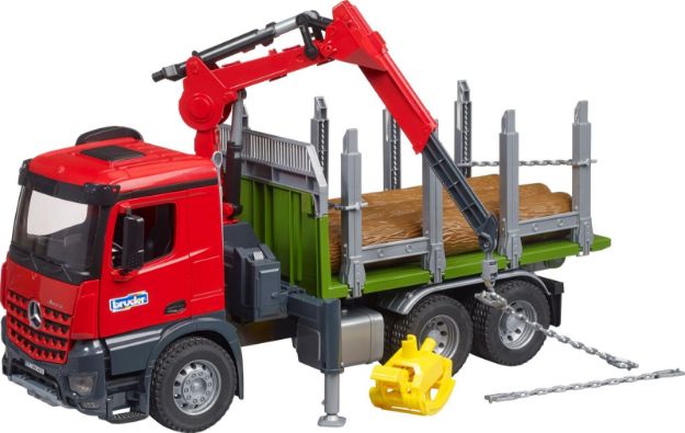 Bild von Bruder 03669 MB Arocs Holztransport-LKW mit Ladekran, Greifer + Baumstämme
