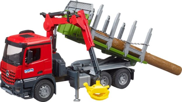 Bild von Bruder 03669 MB Arocs Holztransport-LKW mit Ladekran, Greifer + Baumstämme