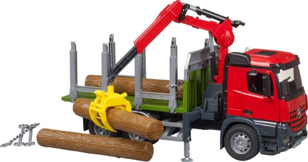 Bild von Bruder 03669 MB Arocs Holztransport-LKW mit Ladekran, Greifer + Baumstämme