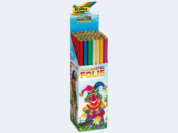 Bild von 50 Rollen Bastelfolie 50x80 Alufolie,  es wird farblich nach dem Zufallsprinzip zugesendet!
