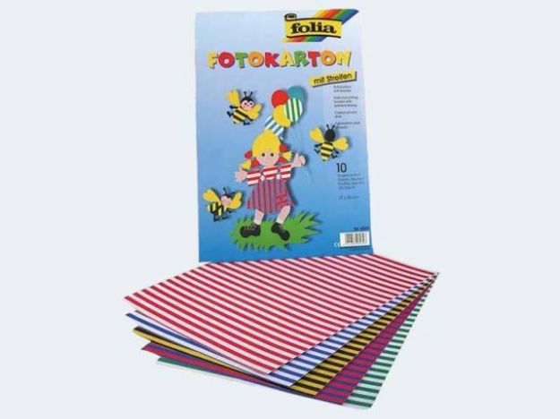 Bild von Fotokarton 25x35 10Bl 300g Streifen - 6089