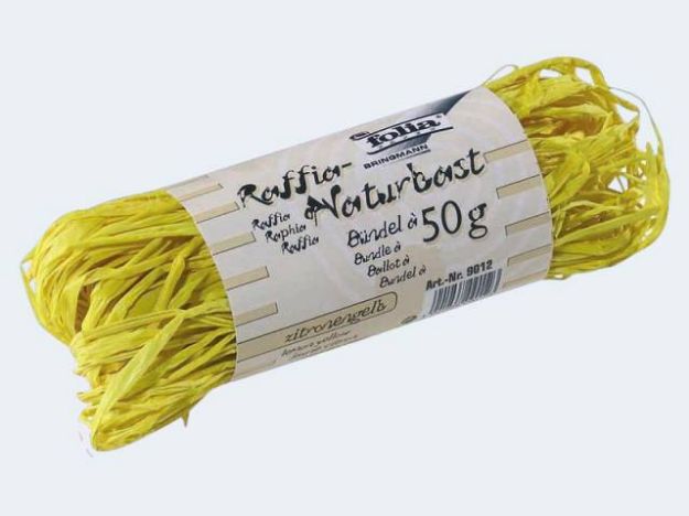 Bild von Naturbast Raffia 50g zitronengelb - 9012