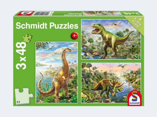 Bild von Puzzle 3x48T Abenteuer mit den Dinosauriern - 56202