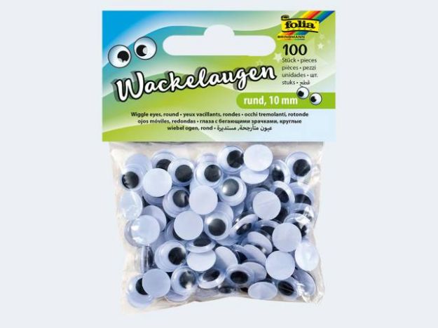 Bild von Wackelaugen 100St rund 10mm weiss - 750010