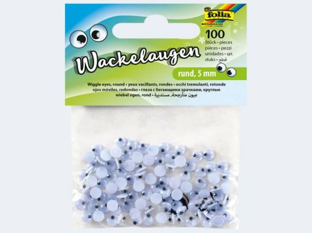 Bild von Wackelaugen 100St rund 5mm weiss - 750005