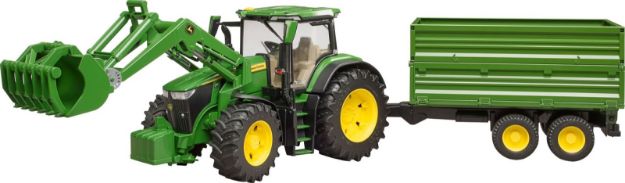 Bild von Bruder 03155 John Deere 7R 350 mit Frontlader und Tandemachstransportanhänger