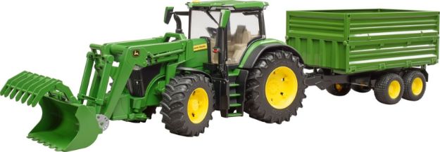 Bild von Bruder 03155 John Deere 7R 350 mit Frontlader und Tandemachstransportanhänger