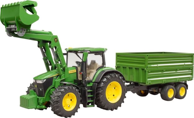Bild von Bruder 03155 John Deere 7R 350 mit Frontlader und Tandemachstransportanhänger