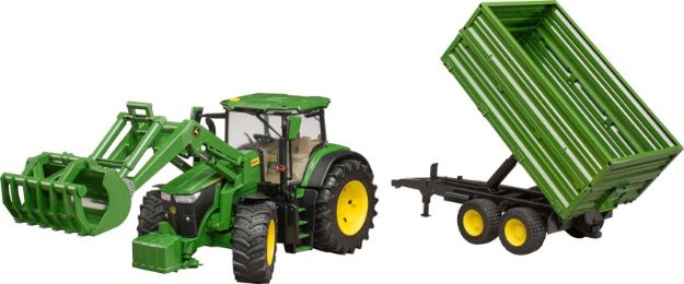 Bild von Bruder 03155 John Deere 7R 350 mit Frontlader und Tandemachstransportanhänger