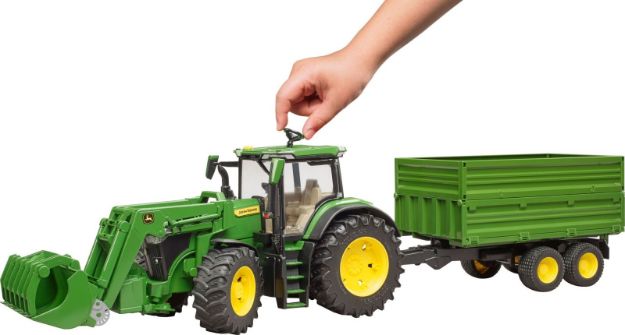 Bild von Bruder 03155 John Deere 7R 350 mit Frontlader und Tandemachstransportanhänger