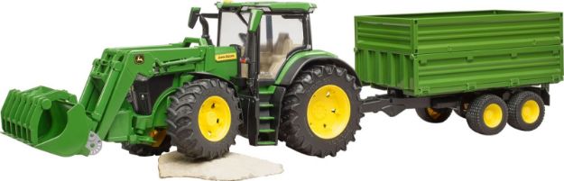 Bild von Bruder 03155 John Deere 7R 350 mit Frontlader und Tandemachstransportanhänger