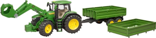 Bild von Bruder 03155 John Deere 7R 350 mit Frontlader und Tandemachstransportanhänger