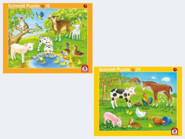 Bild von Rahmenuzzle 2er- Set 16T Tiere/24T Tierkinder - 56789