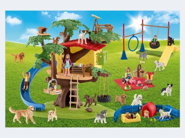 Bild von Puzzle 40T Fröhliche Hunde mit Schleich Figur - 56403