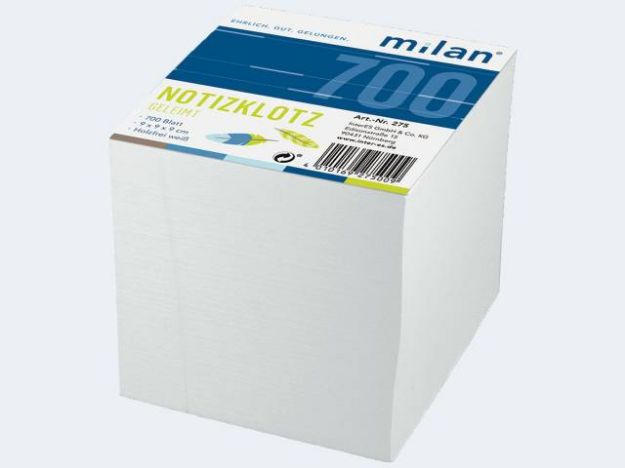 Bild von Milan Notizklotz 9x9x9 700Bl weiss geleimt - 275