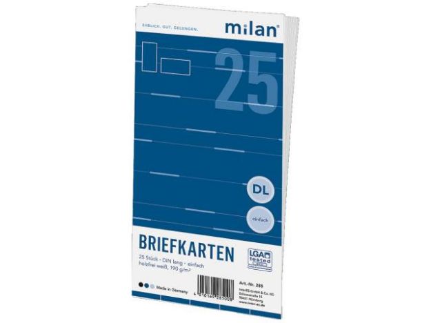 Bild von Milan Briefkarten 25 Stück DIN Lang 190g weiss - 285 Milan