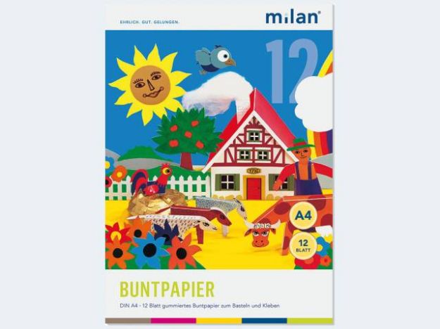 Bild von Milan Buntpapier A4/12 gummiert - 721