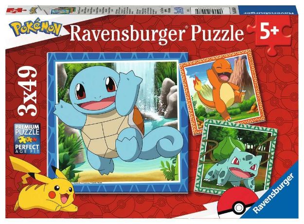 Bild von Puzzle 3x49T Pokemon Glumanda Bisasam Schiggy 5+ - 5586