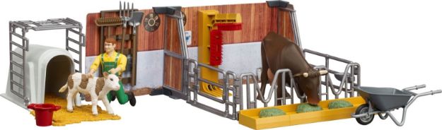 Bild von Bruder 62611 bworld Kuh- und Kälberstall mit Landwirt