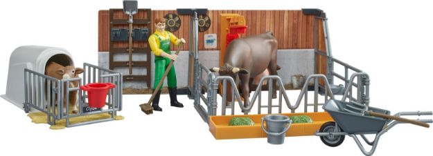 Bild von Bruder 62611 bworld Kuh- und Kälberstall mit Landwirt