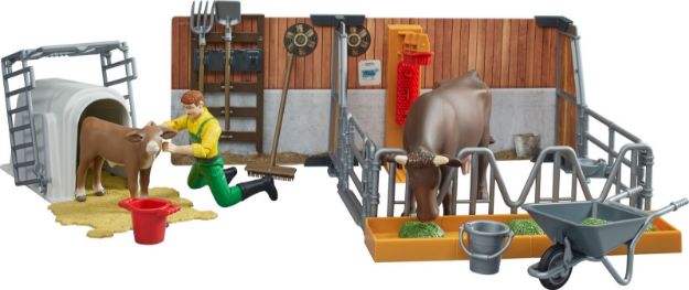 Bild von Bruder 62611 bworld Kuh- und Kälberstall mit Landwirt