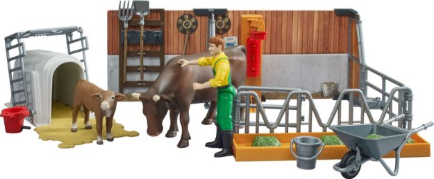 Bild von Bruder 62611 bworld Kuh- und Kälberstall mit Landwirt