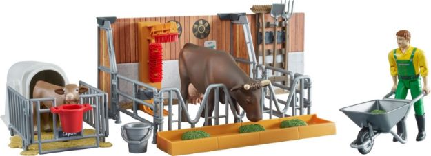Bild von Bruder 62611 bworld Kuh- und Kälberstall mit Landwirt