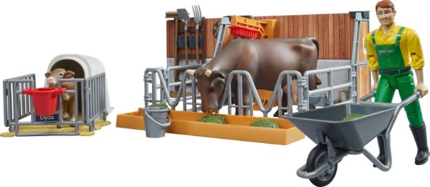 Bild von Bruder 62611 bworld Kuh- und Kälberstall mit Landwirt